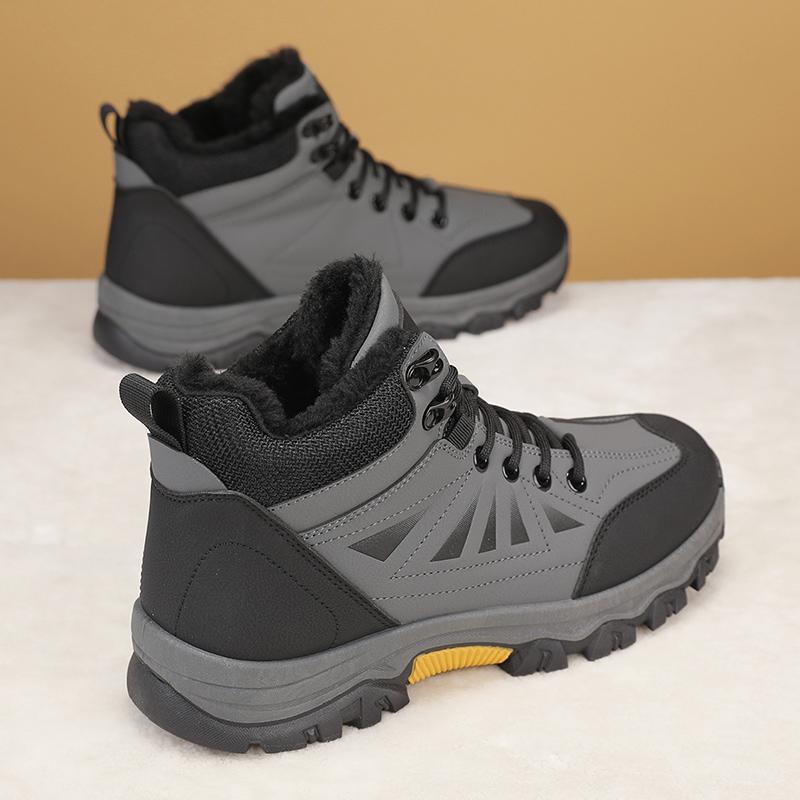 Winter Warm Men's Hiking Shoes Outdoor Waterproof Snow Boots Anti-slip Trekking Climbing Shoes Comfort Walking Sneakers with Fur