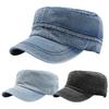 Cappello piatto in denim nero cappello militare retrò cappello equestre stile britannico femminile che mostra il viso berretto da baseball piccolo berretto francese maschile