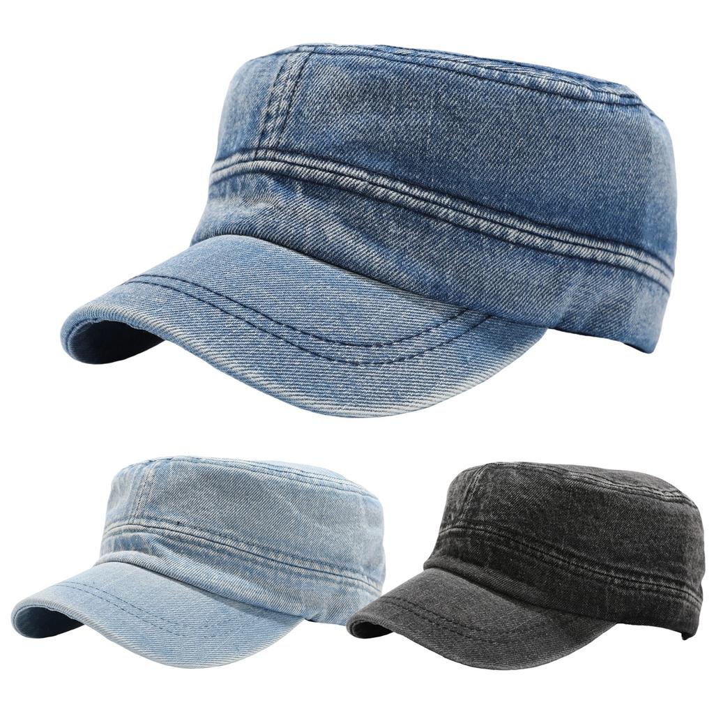 Cappello piatto in denim nero cappello militare retrò cappello equestre stile britannico femminile che mostra il viso berretto da baseball piccolo berretto francese maschile
