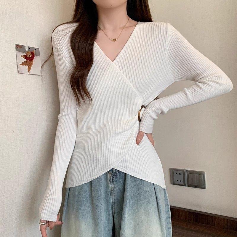 

трикотажная футболка оверсайз с длинным рукавом, повседневная, весна-осень, топы, женская футболка 4XL белый