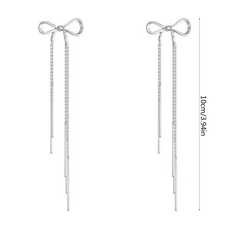 Stylish Metal Bowknot Dangle Earrings Fashionable Wedding Party Ear Studs Accessories Fringe Ear Hooks Ornament for Girl