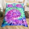 Tie Dye Soft Duvet Cover Quen Psychedelic Spiral Beding Set Boho Rainbow Ink Art Warm Comforter Cover Microfiber Tripy Exotic Bed Linen Set