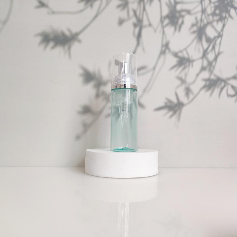 60ml Portable Transparent Green Facial Cleanser Foaming Bottle