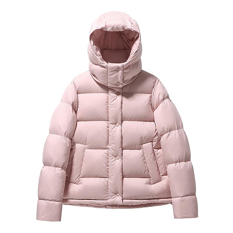 Five-grid white duck down thickened down jacket loose thickened sports and leisure removable hat jacket down jacket