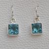 Natural Blue Topaz Earrings, Handmade Earrings, 925 Sterling Silver Earrings, Square Blue Topaz Earrings, Gift for Sister, Birthday Gift