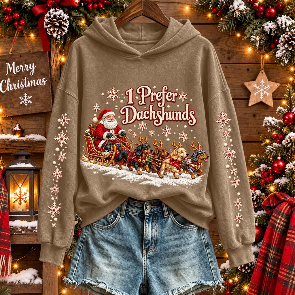 Women's Christmas Print Long Sleeve Round Neck Top for Holiday Casual Wear