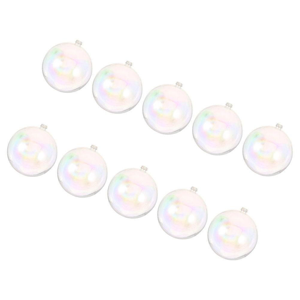 10Pcs Christmas Tree Wish Balls Clear Plastic Iridescent Fillable Ornament Baubles DIY Hanging Decorations Christmas Balls