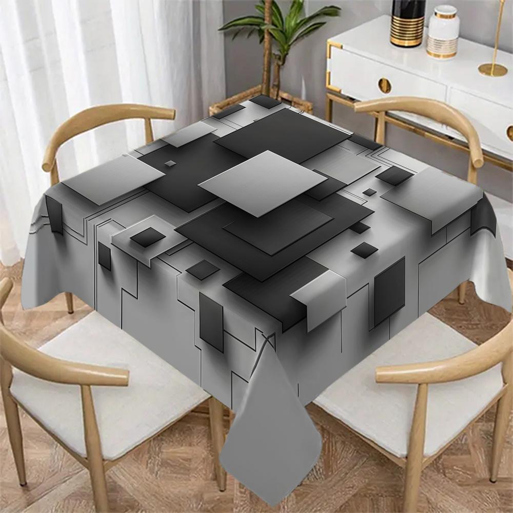 Modern Geometry Abstract Rectangle Waterproof Tablecloth Table Decor Farmhouse Kitchen Dining Table Cloth Holiday Party Decor