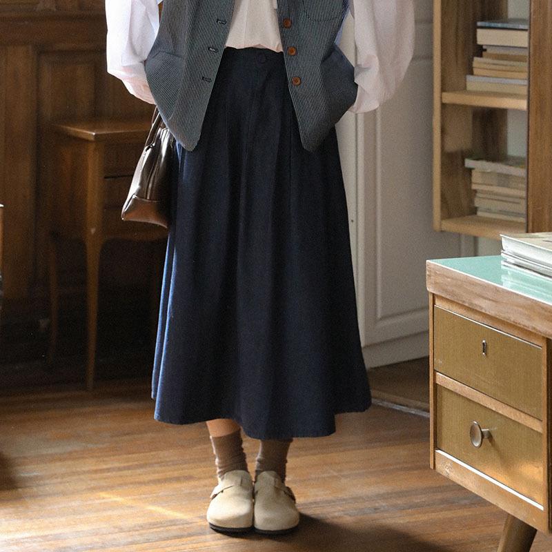 

Весенняя ретро литературная джинсовая юбка женская средней длины юбка-зонт L