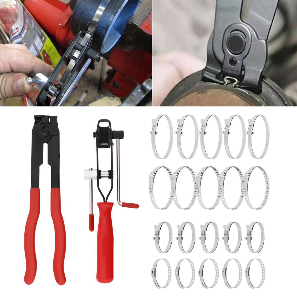 Red Heavy Duty Adjustable CV Boot Clamp Pliers Stainless Steel Includes 20 Bands Antiskid Car Truck SUV Professional Universal Fit