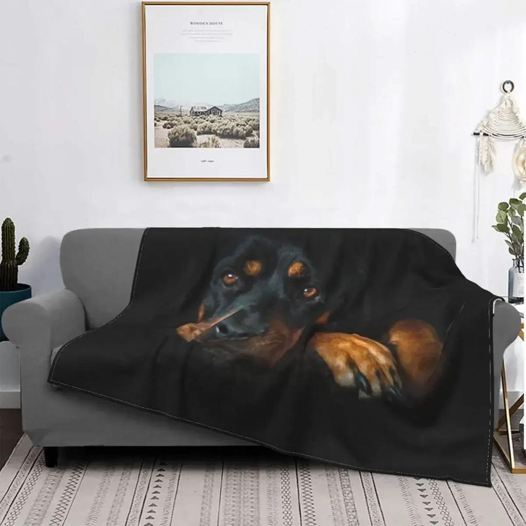 Rottweiler Face Soft Flannel Fleece Warm Pet Butcher Dog Rott Rottie Dog Throw Blanket for Home Bedding Couch Bedspreads