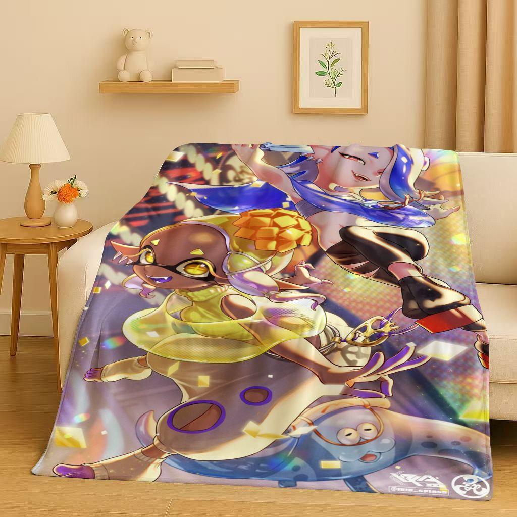HD Splatoon Game Cartoon Flannel Blanket,Ultra Soft Warm Plush Throw for Home Bedroom Bed Sofa Cover Office Travel Picnic Kids