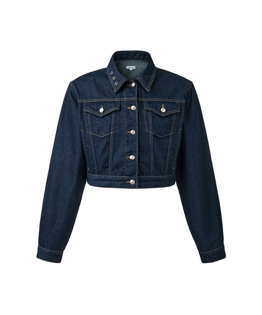 Anotheryouth Crop Padded Denim Jacket - Indigo