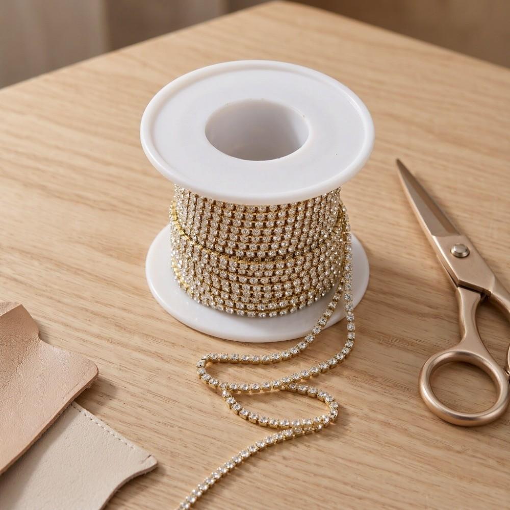 10 Yards Rhinestone Chain Roll SS6 2MM Close Chain Trim For Mobile Phone Shell