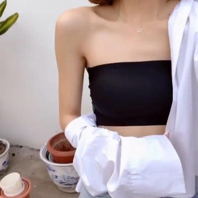 Top a tubo senza cuciture Donna Imbottiture rimovibili Intimo Reggiseno senza spalline da donna in pelle bianca nera di base
