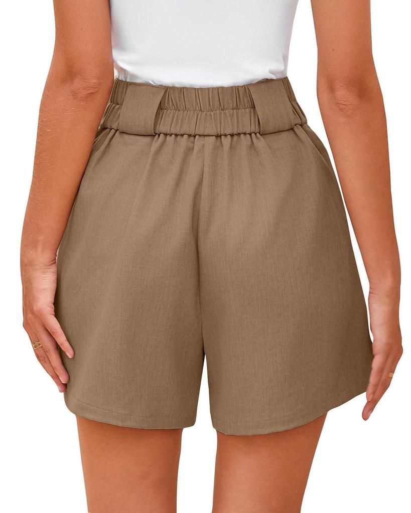 High-Waisted Fashion Casual Solid Color Shorts with Pockets for Women - Summer 2025 Collection