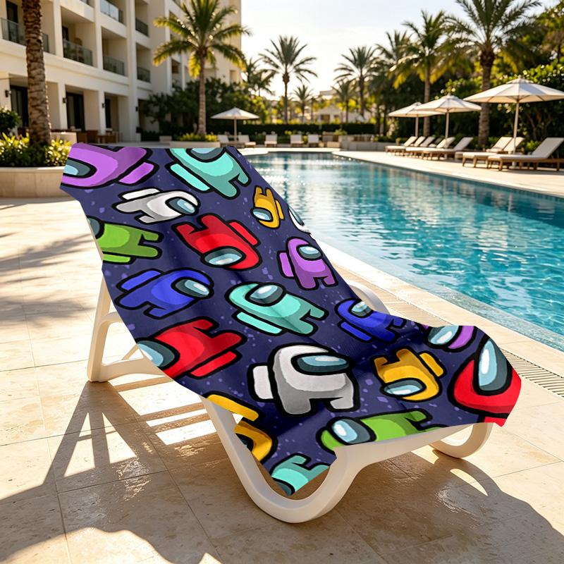 Among Us Print Beach Towel Design, Soft, Lightweight. for Home Bathroom, Spa, Pool, Yoga, Surfing, Camping, Gift for Family, Friend
