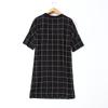 Foreign Trade Original Order Artsy Minimalist Thin Noil Poplin Dress Loose Slim Looking Short Sleeve Gingham Artificial Cotton Skirt Summer