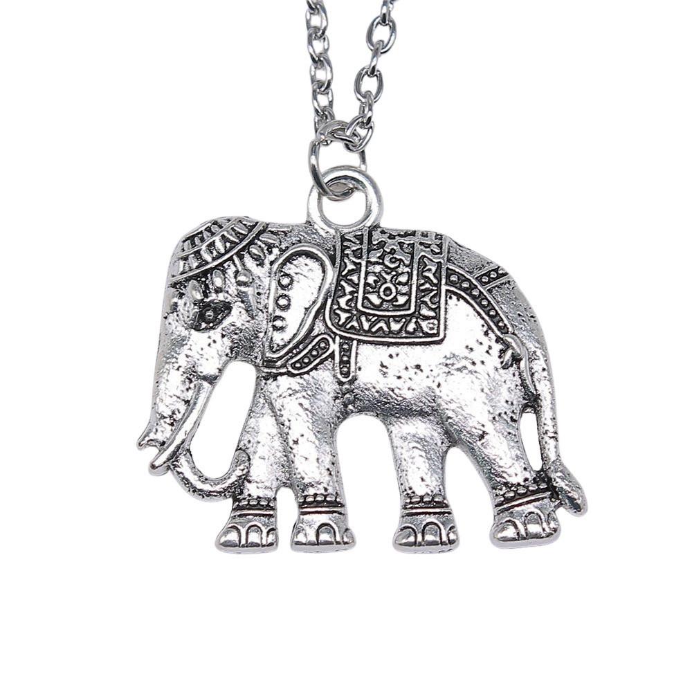 Elephant Head Pendant Necklace Lucky Boho Tribal Style Jewelry 45cm or 70cm Long Chain