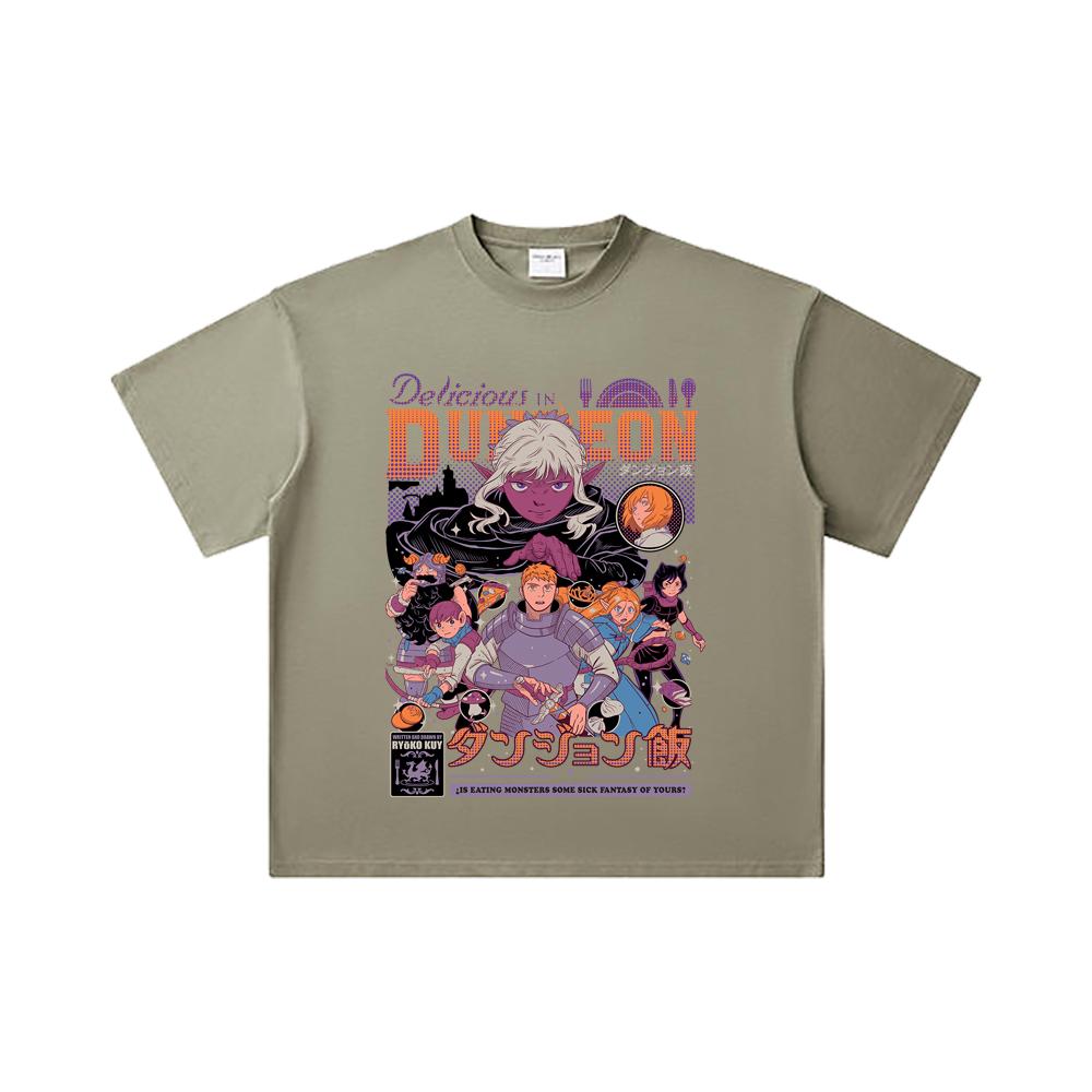 260 GSM Doppelgarn 32er Zählart 100% Baumwolle Delicious in Dungeon V2 Aufdruck Unisex Schweres Baumwoll-T-Shirt
