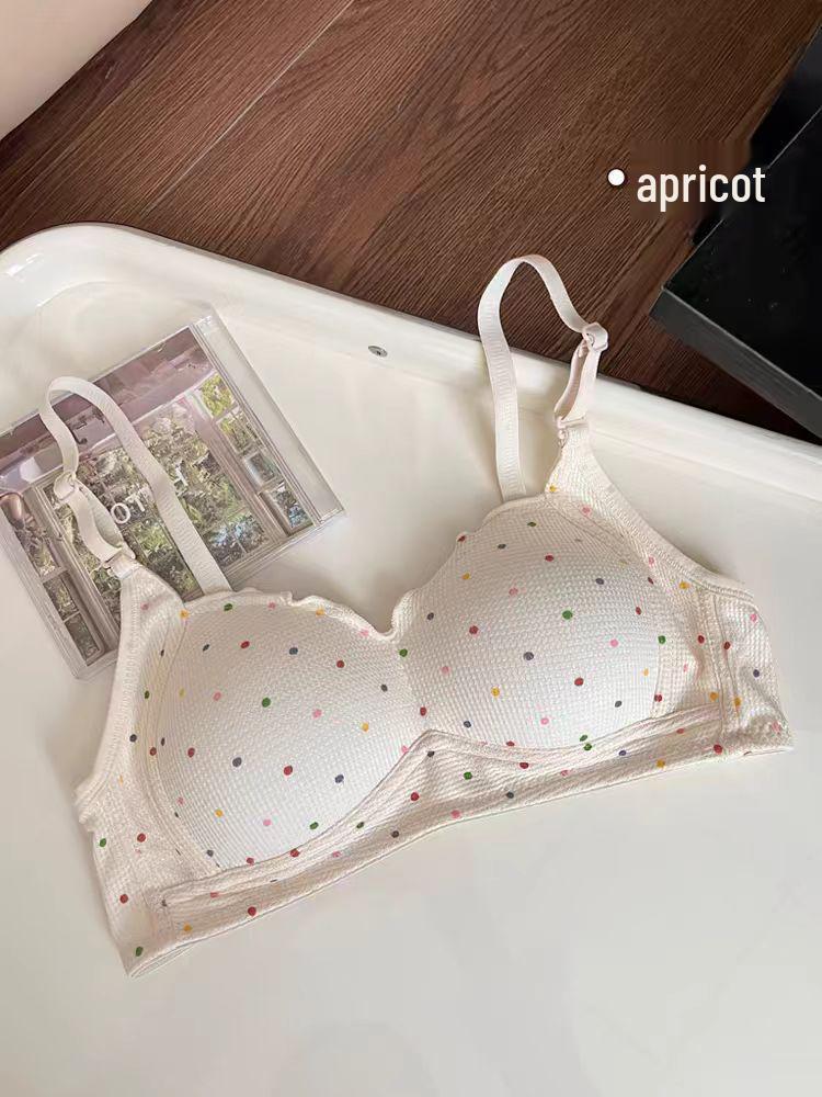 Japanese Polka Dot Seamless Push-up Bra for Small Busts - Comfort Fit for Women Medium