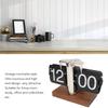 Automatic Flip Clock Retro Simple Desk Clock Single Foot Stainless Steel Quartz Movement Flip Clock Square Walnut Base
