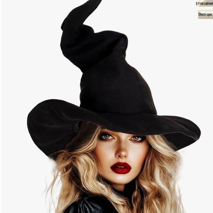 Black Lace Bow Witch Hat for Halloween Cosplay and Ghost Festivals