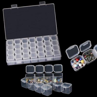Mode Kunststoff 28 Slots Nail art Werkzeuge Schmuck Perlen Aufbewahrungsbox Fall Veranstalter