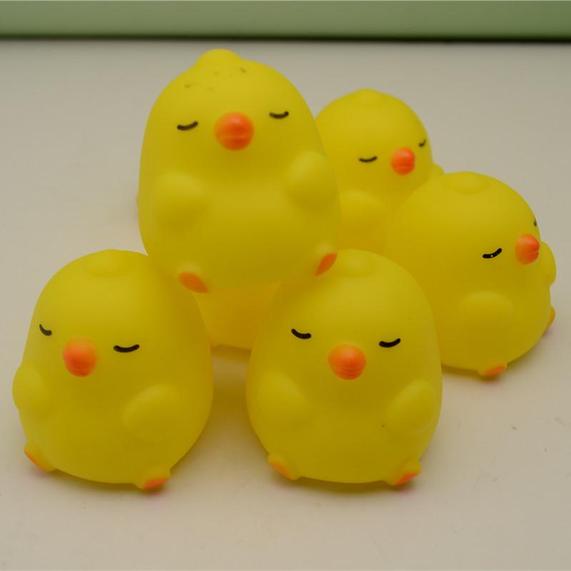 Chubby Yellow Chicken: Cute Fluffy Stress Relief Rubber Toy