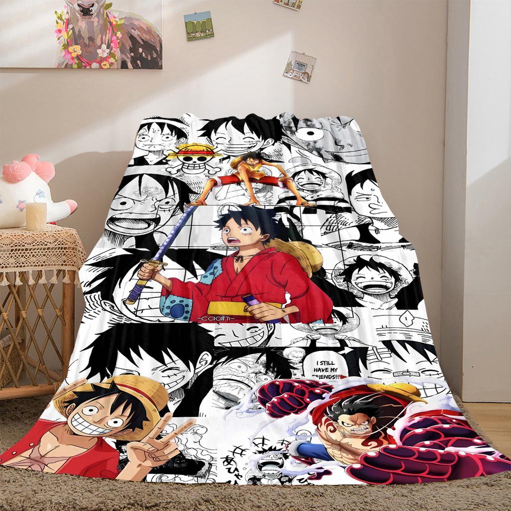 Anime Luffy Print Blanket Warm Comfortable Flannel Cover For Bedrooms, Sofas, Beds, Chairs LXR143