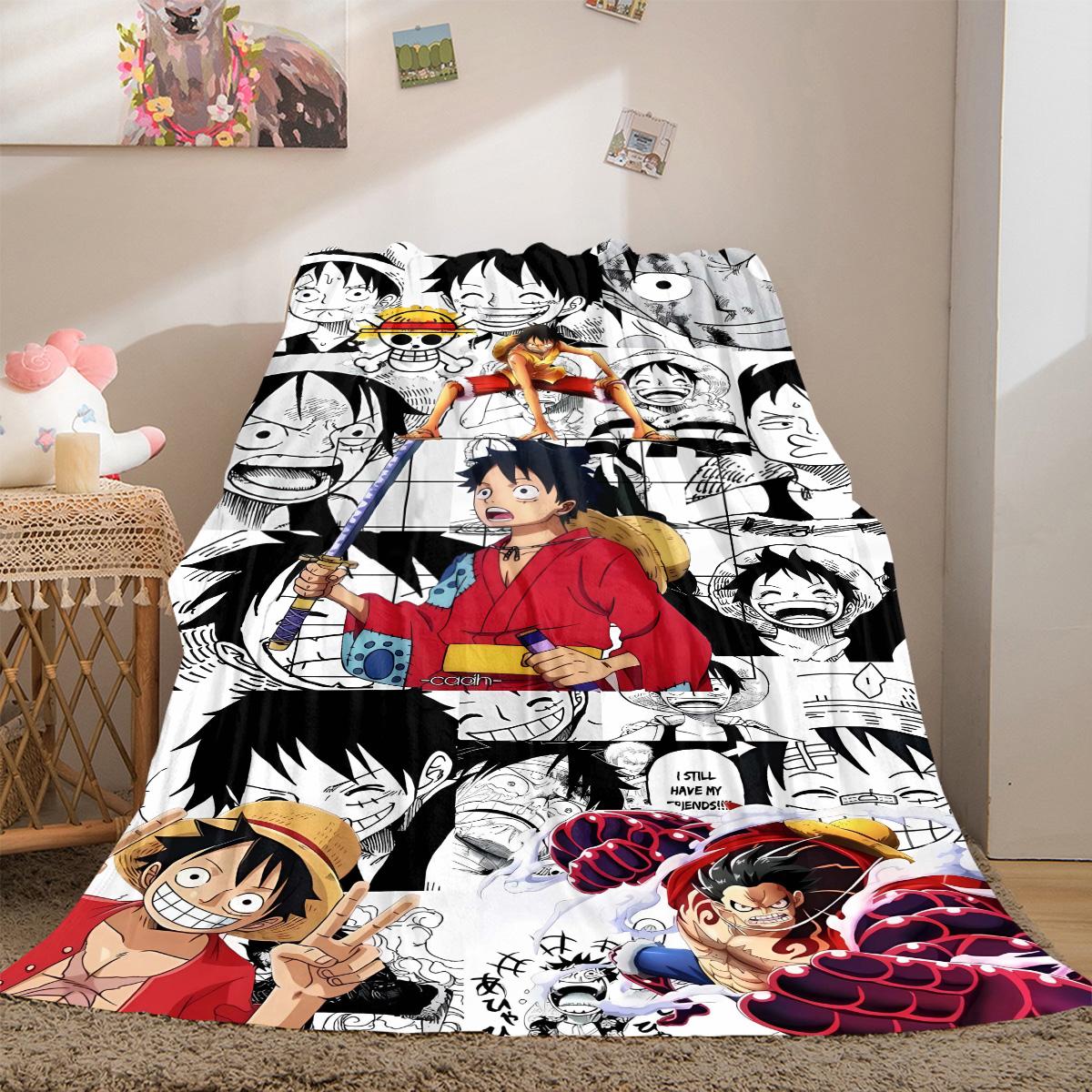 

Anime Luffy Print Blanket Warm Comfortable Flannel Cover For Bedrooms, Sofas, Beds, Chairs LXR143 75x90cm