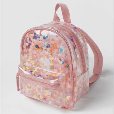 Summer Confetti Transparent PVC Backpack Kids Ladies SchoolBag Kindergarten Children Color Confetti Ornament Girls Backpack