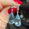 Sweet And Luxurious  Jewelry, European And American Sparkling Personality, Bride'S Wedding, Blue Zircon Earrings