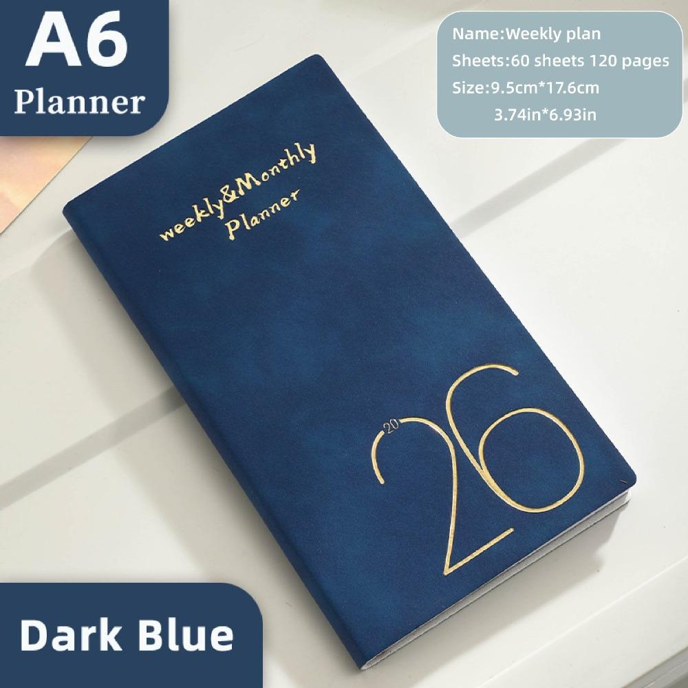 

A6 2026 Книга-планувальник Список справ Щоденний Тижневий Планувальник Портативний Англійський Блокнот Студенти темно-синього кольору