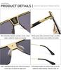 Retro Oversized Sunglasses for Men and Flat Vintage [SHEEN KELLY] Women, Square, Rimless, Top,