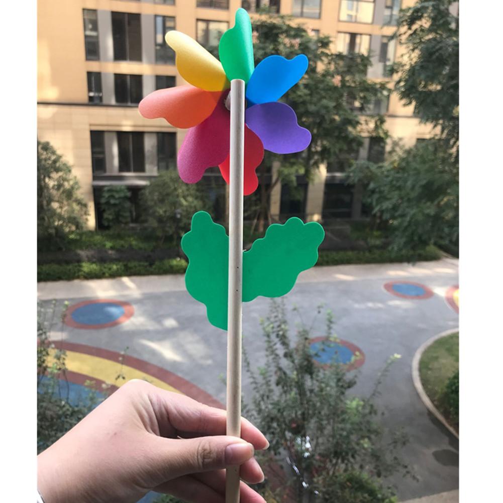 Colorful Windmills Wedding Outdoor Venue Arrangement Decoation Wooden Pole Windmills Suitable For Garden Yard Party Decoration