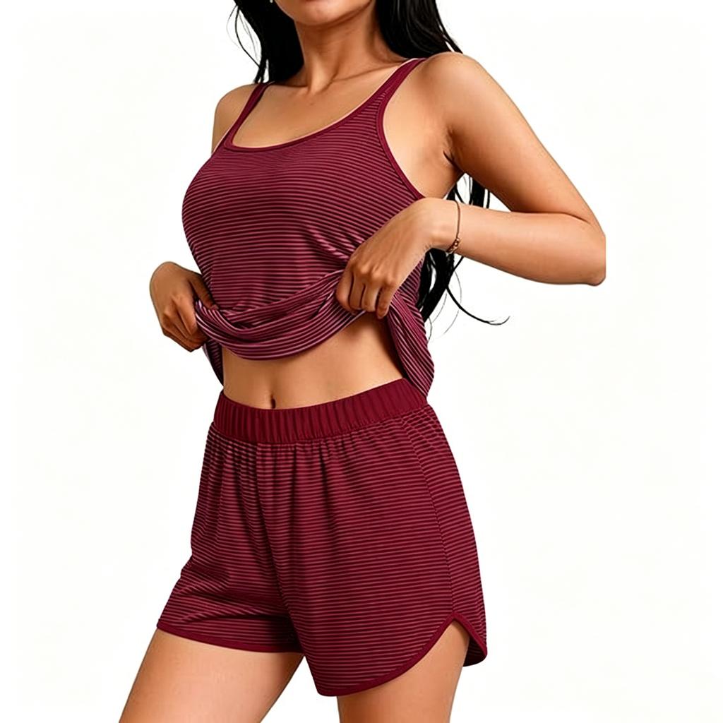 Women's Sleeveless Knit Tank Top and Shorts Set Soft Stretchy Fabric Casual Lounge Wear Summer Outfit