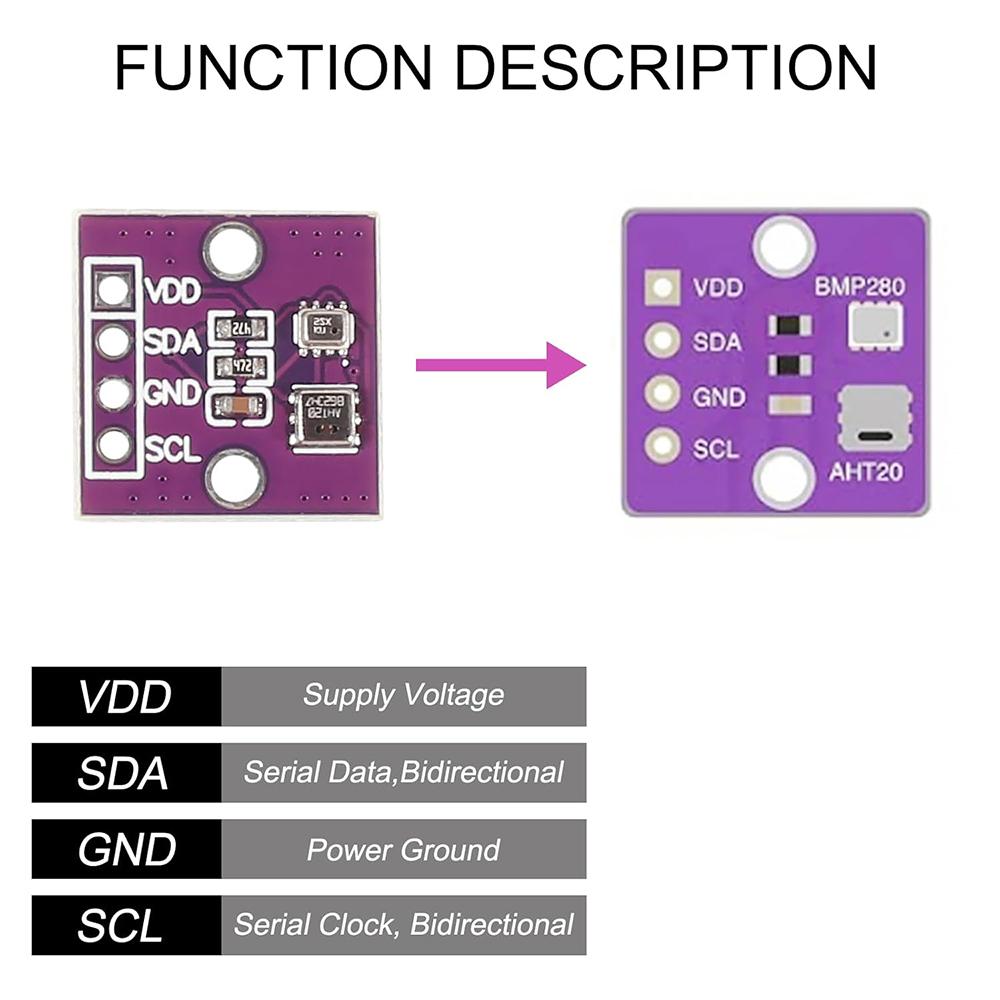 AHT20+BMP280 2 In 1 Temperature Humidity Air Pressure Module High-Precision Digital Temperature and Air Pressure Sensor