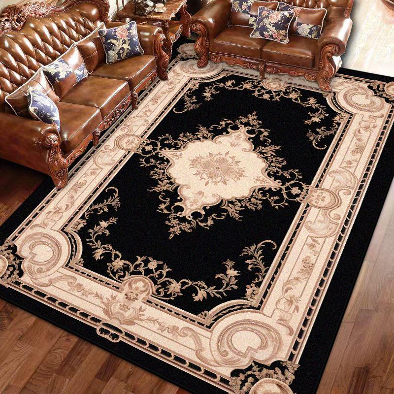 

European Flannel Carpet Living Room High-end Luxury Short Velvet Hairless Tea Table Rug Bedroom Bed End Anti-slip Large Area Mat 60x90cm