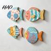Coastal Wall Art Decor 4PCS Aspen Wood Fish Decor, Colorful Hanging Children Room Nautical Art, Beach Theme Decorative Plaques for Bathroom Living