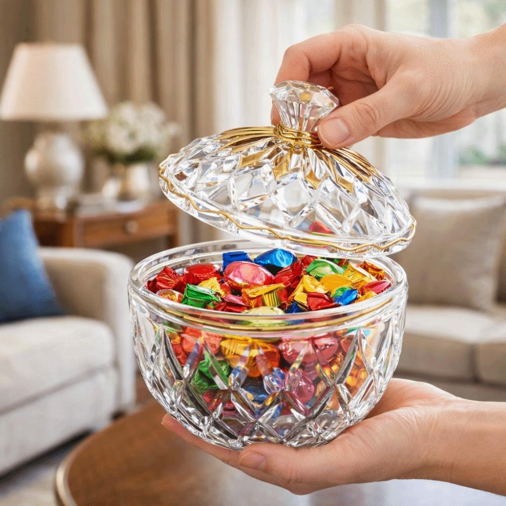 Dust-Proof Transparent Candy Jar Elegant Style Fruit Storage Jar Crystal Snack Jar  Fruit Bowl