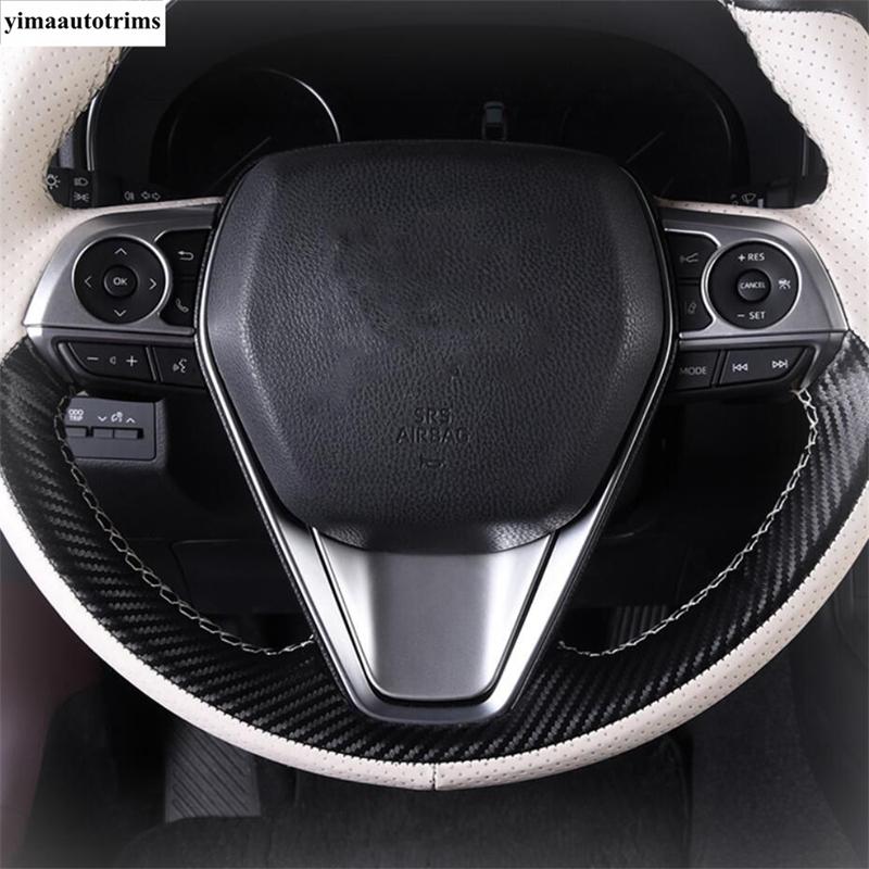 Steering Wheel Button Frame Decoration Cover Trim For Toyota Venza / Harrier - 2024 Red / Carbon Fiber Accessories Interior