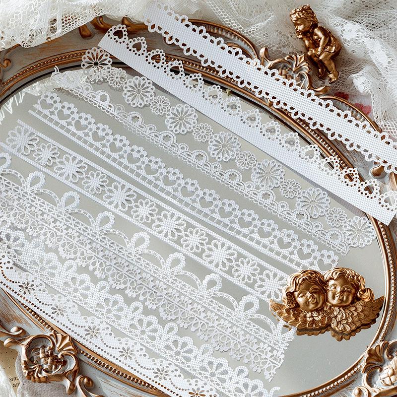 8 Styles Momo Hollow Lace Paper - Alice's Tea Party Scrapbook Diary Decorative Base Paper