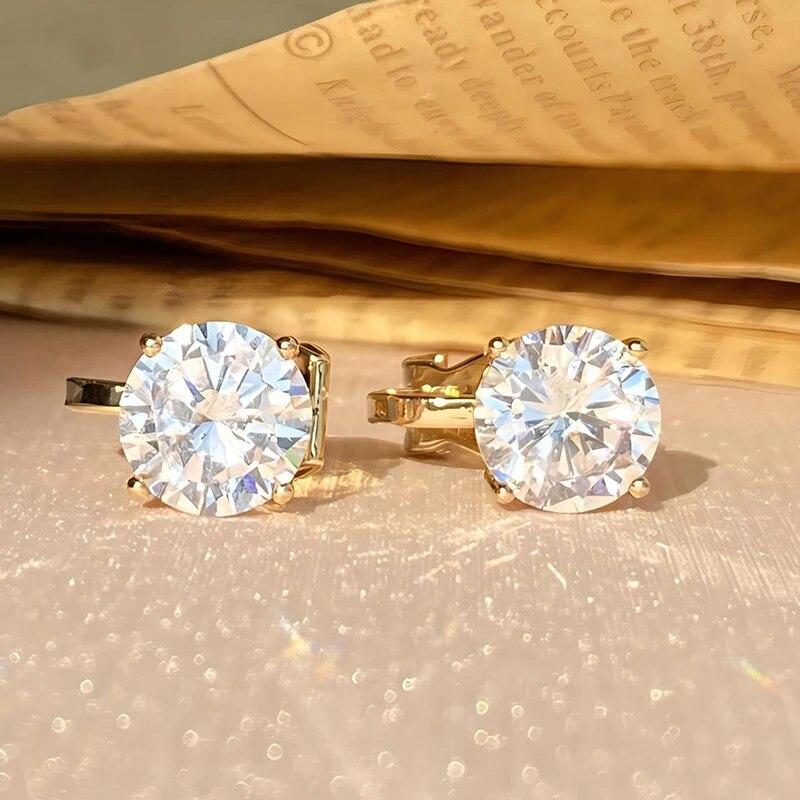 Trendy Runde Kobberklipsøredobber med Kubisk Zirkonia for Kvinner Gullfarget Krystall Metall Øredobb Fest Bryllup Daglig Zirkon