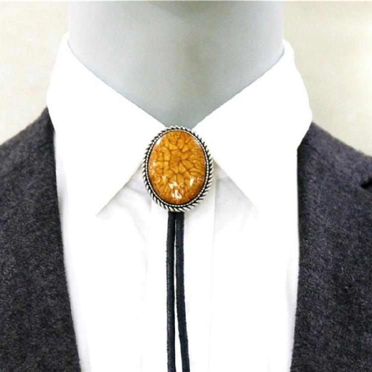 Braided Shoestring Stone Bolo Tie Carved Charm Cowboy Necktie Necklace