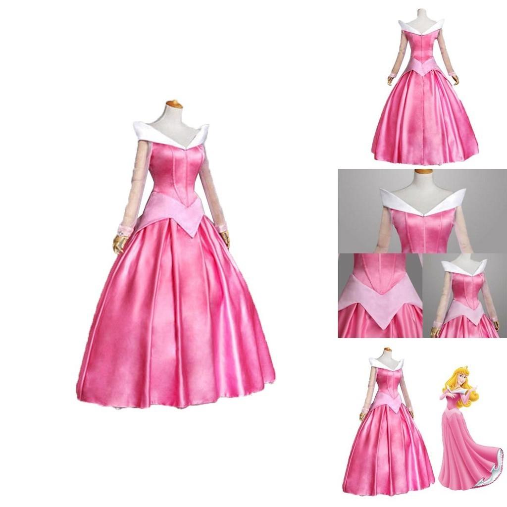 Enchanting Pink Sleeping Beauty Aurora Gown Costume For Women With Puff Sleeves