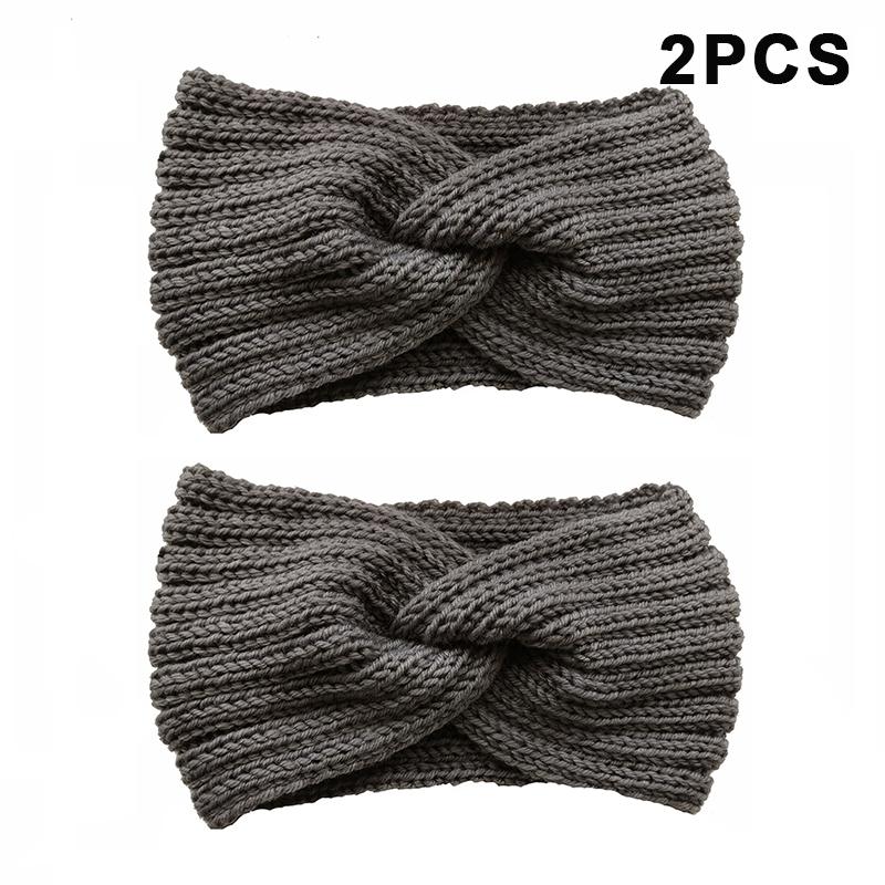 2Pcs Women'S Winter Warm Headbands - Thick Knit Ear Strap Hair Accessories Winter Headbands Cold Weather Gear Stylish Headwear