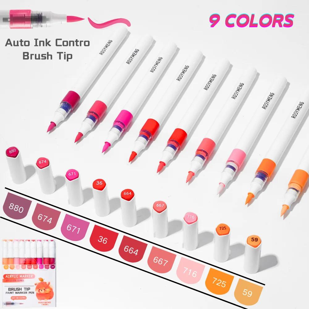 ROSYMENG 126/9 Colors Acrylic Paint Marker Pens Soft Brush Professional Drawing Pens PK LANGUO School Stationery Art Supplies