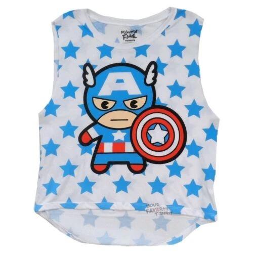 Captain America Kawaii Stars Marvel Comics Junior Children s T-shirt 110