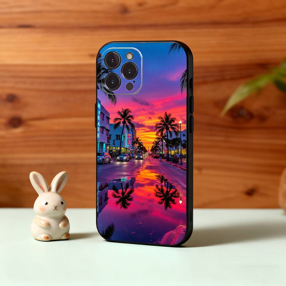 P-Picturesque S-Sunset Phone Case For iPhone17,16,15,14,13,12Plus,Pro Max,XS,5G Soft Silicone Black Cover